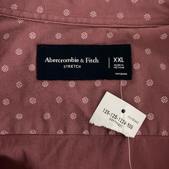 New Abercrombie & Fitch Stretch Men’s Button Down Shirt Size XXL Burgundy NWT - Picture 5 of 10